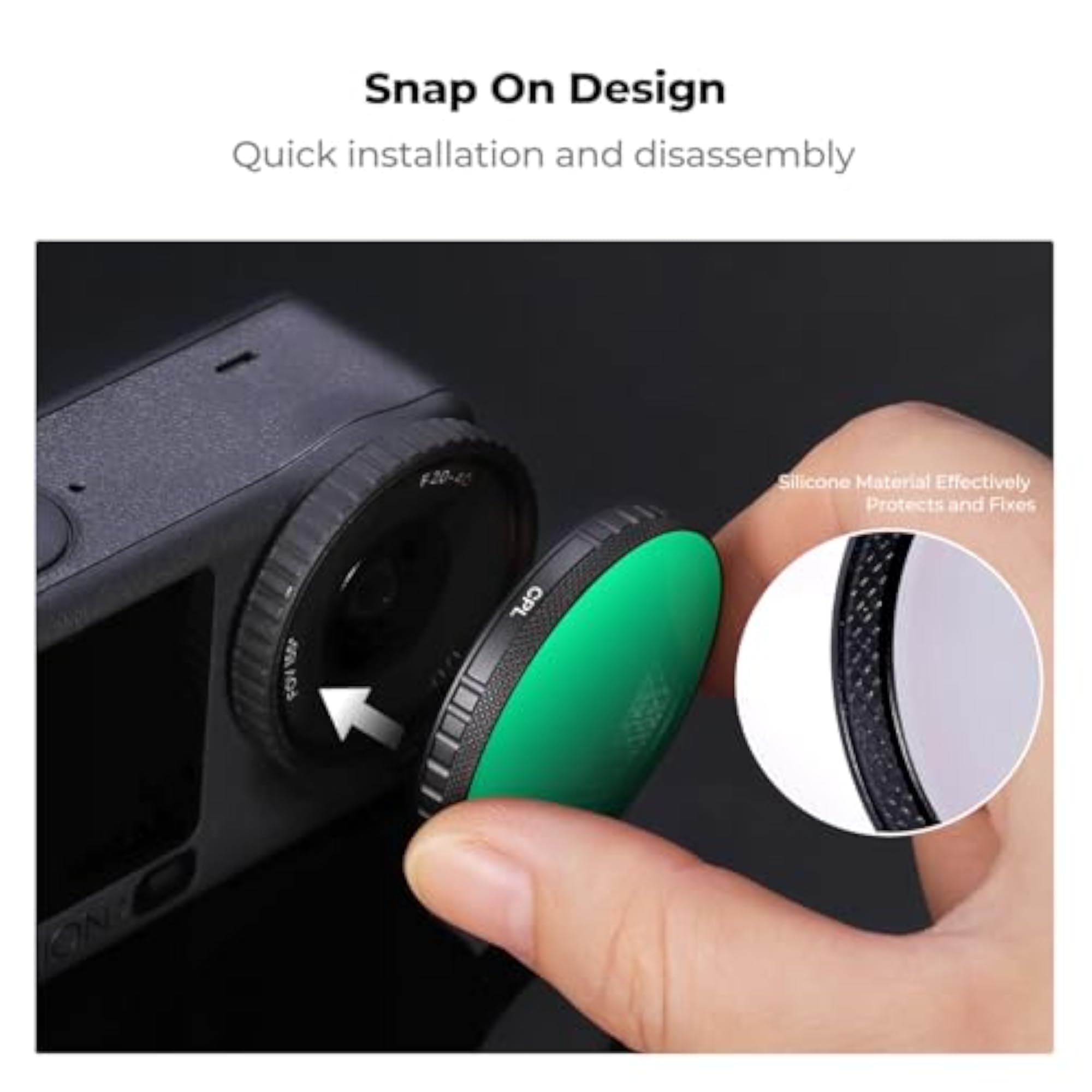 Snap On CPL ND Filter Kit for DJI Osmo Action, 4 Pack